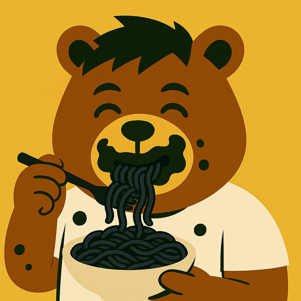 イカスミやきそばで真っ黒けのノマドマ